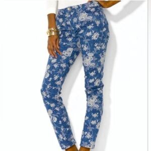 Ralph Lauren Floral Print Straight Leg Jeans Size 8 Statement Piece Bohemian